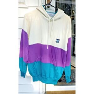 Vintage Forenza‎ 90s Color Block Sweatshirt Purple Teal Cream Small